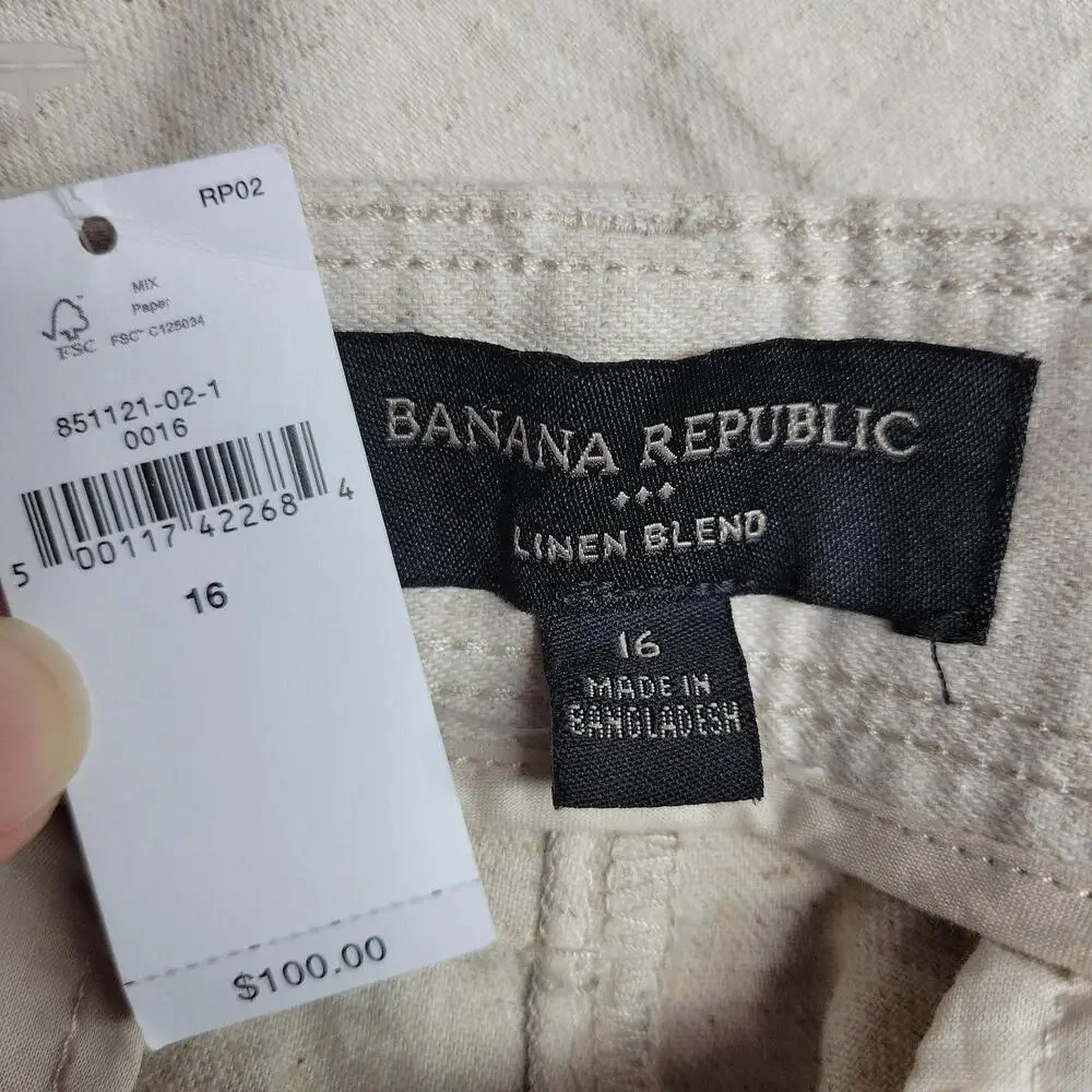 NWT Banana Republic Pants 16 Oatmeal Beige Linen Blend Wide Leg Trouser *FLAW*
